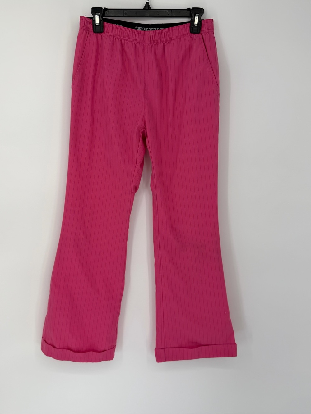 Dickies Hot Pink Pinstripe Pants with Elastic dickies logo Waist